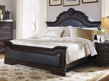 Eastern King Bed - Cambridge Wood Eastern King Panel Bed Cappuccino