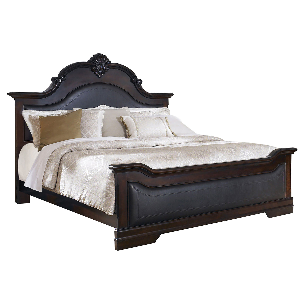 Eastern King Bed - Cambridge Wood Eastern King Panel Bed Cappuccino