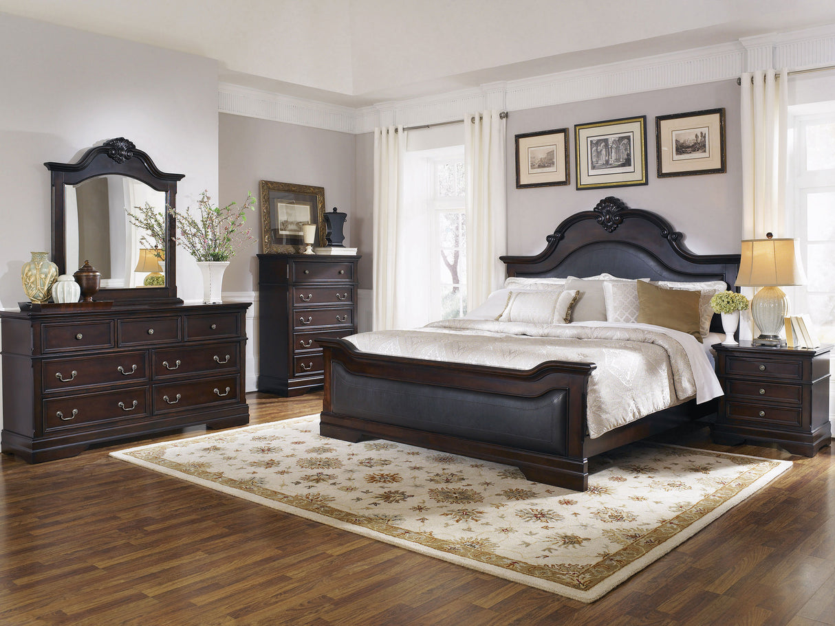 Eastern King Bed - Cambridge Wood Eastern King Panel Bed Cappuccino