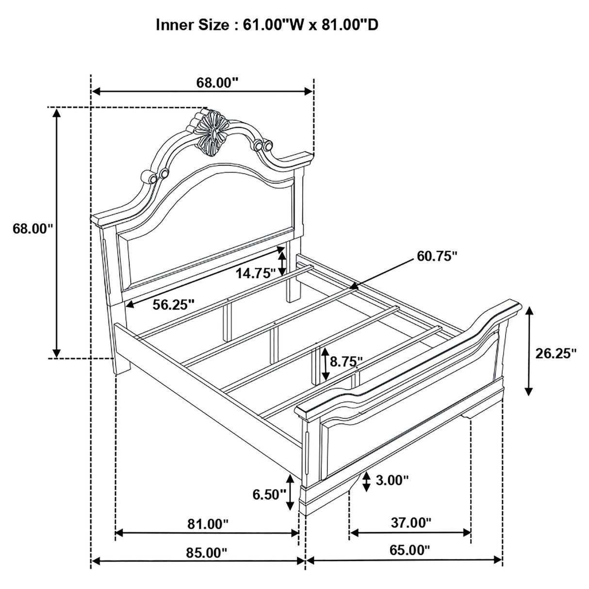 Queen Bed - Cambridge Wood Queen Panel Bed Cappuccino