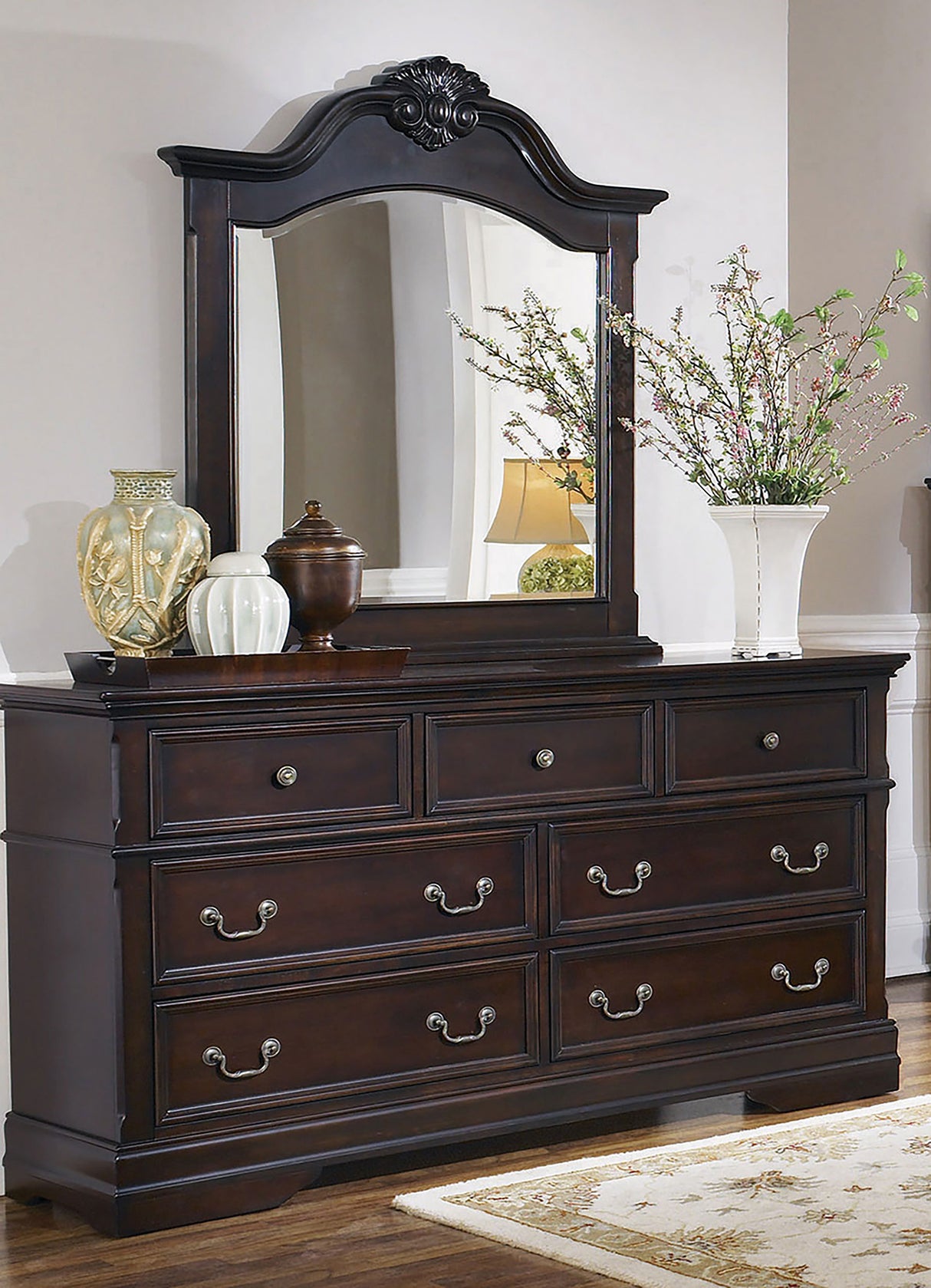 Dresser With Mirror - Cambridge 7-drawer Rectangular Dresser with Mirror Cappuccino