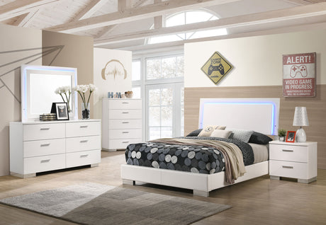 Felicity 5-piece Full Bedroom Set White High Gloss - sold by Home Elegance USA