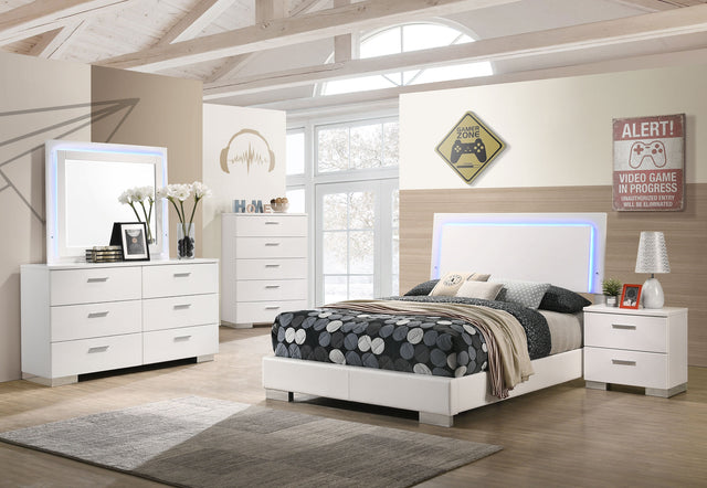 Felicity 5-piece Full Bedroom Set White High Gloss - sold by Home Elegance USA