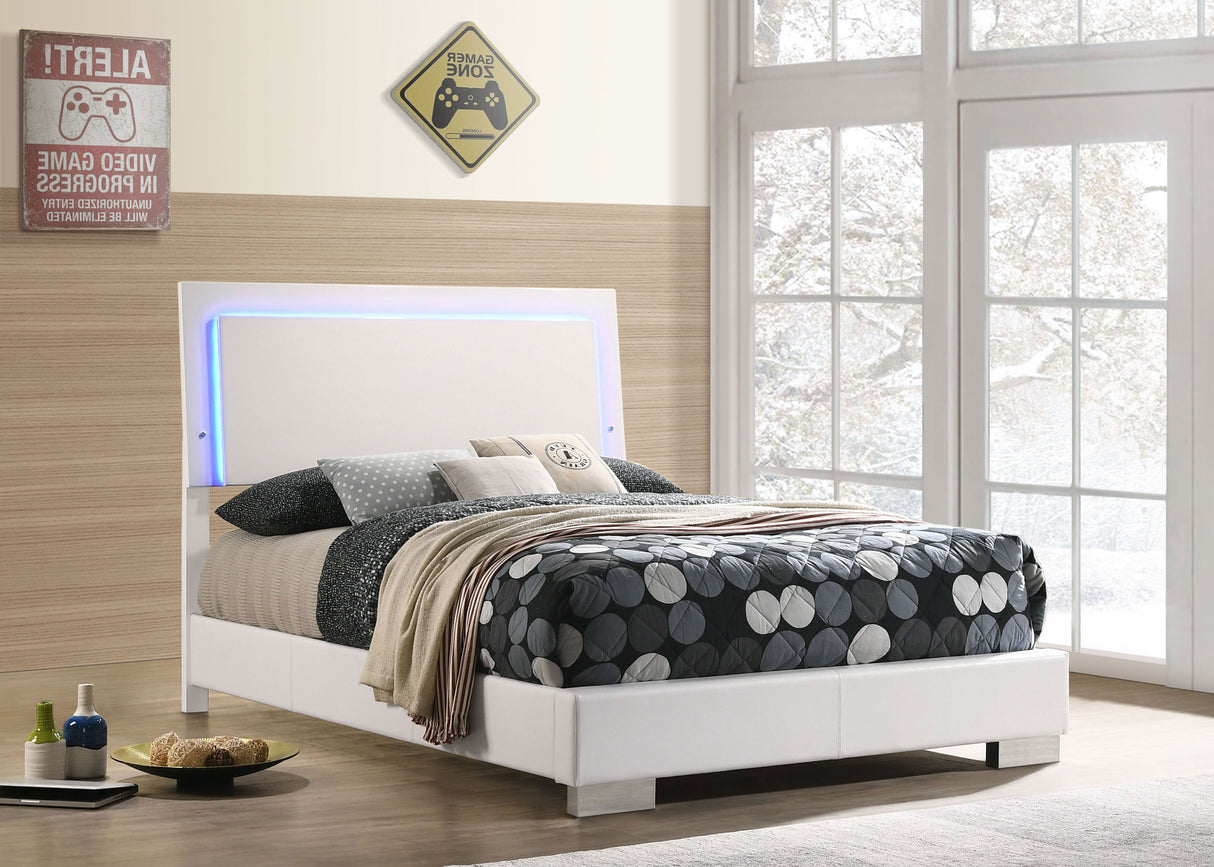 Full Bed - Felicity Wood Full LED Panel Bed White High Gloss