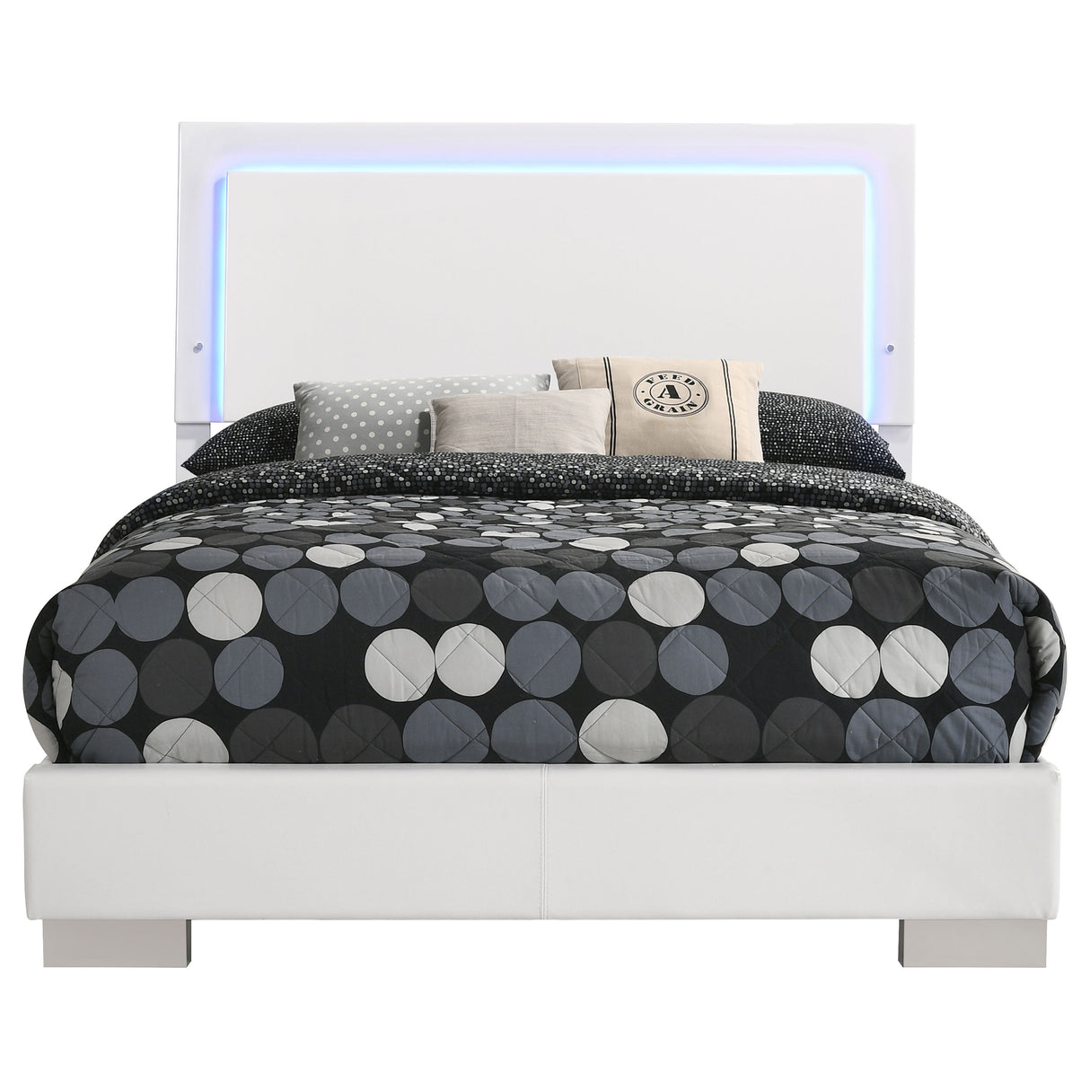 Full Bed - Felicity Wood Full LED Panel Bed White High Gloss