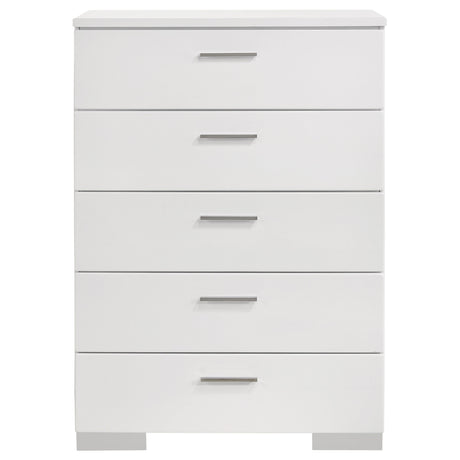 Felicity 5-piece Eastern King Bedroom Set White High Gloss - sold by Home Elegance USA