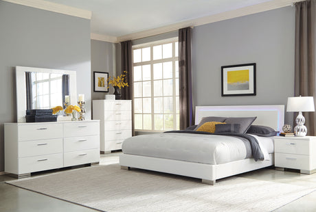 Eastern King Bed 6 Pc Set - Felicity 6-piece Eastern King Bedroom Set White High Gloss