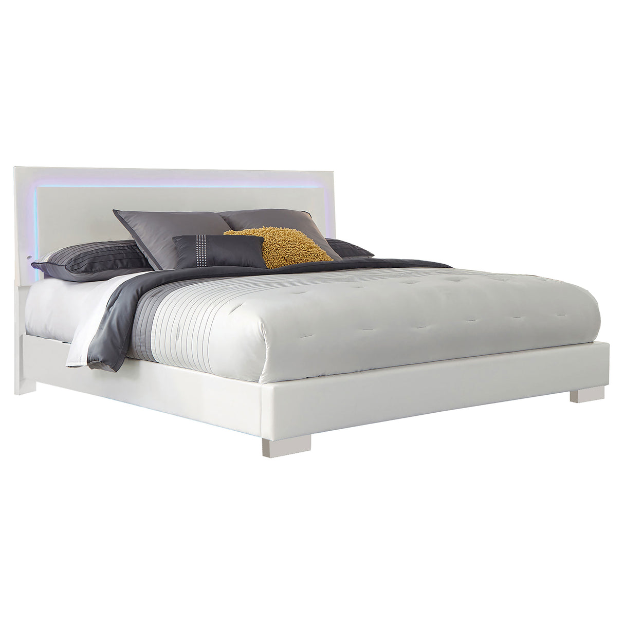 Eastern King Bed 6 Pc Set - Felicity 6-piece Eastern King Bedroom Set White High Gloss