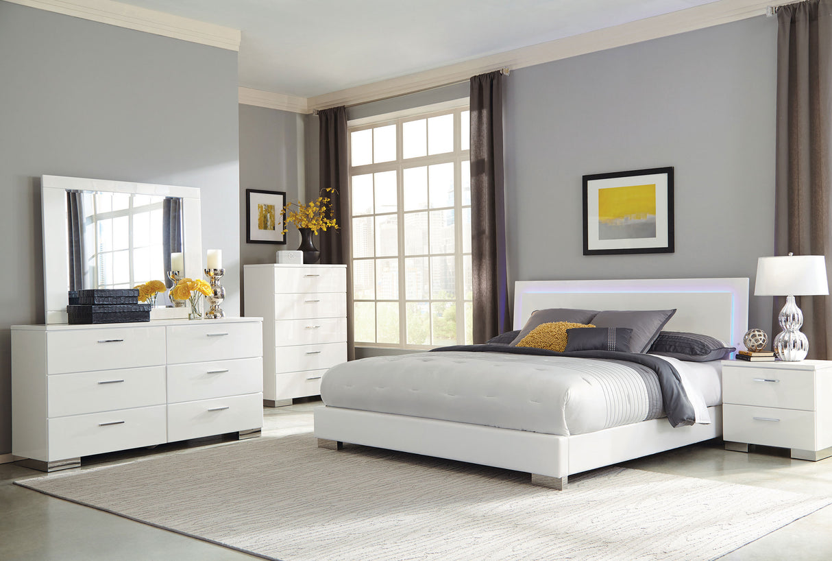 California King Bed 6 Pc Set - Felicity 6-piece California King Bedroom Set White Gloss