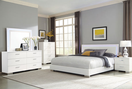 Felicity 5-piece Queen Bedroom Set White High Gloss - sold by Home Elegance USA