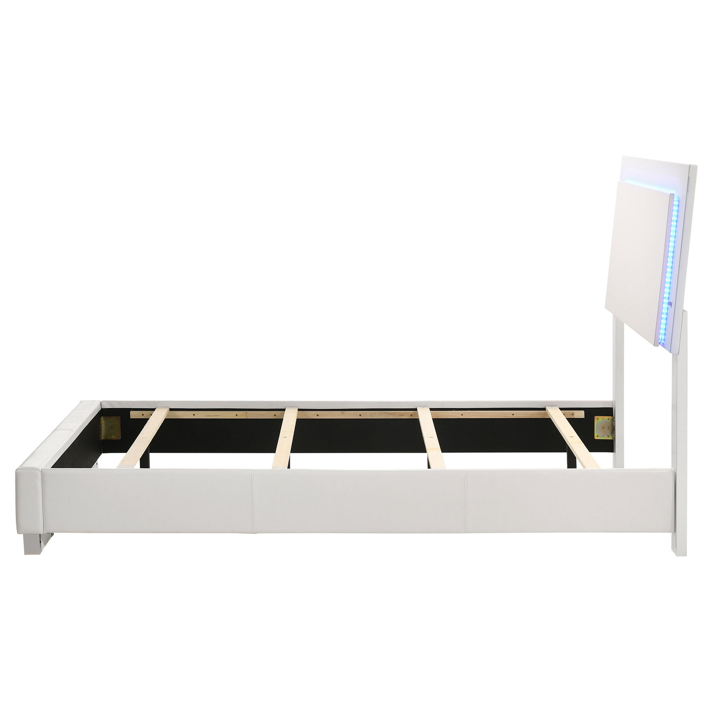 Twin Bed - Felicity Wood Twin LED Panel Bed White High Gloss