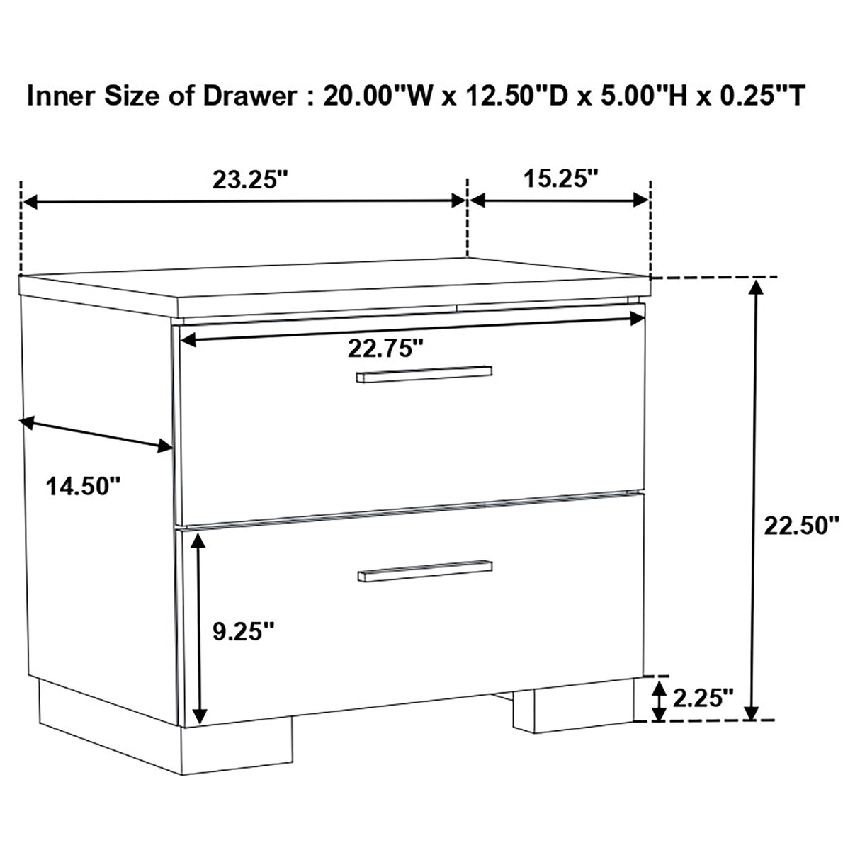 Nightstand - Felicity 2-drawer Nightstand Glossy White