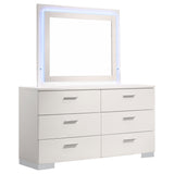 Dresser With Mirror - Felicity 6-drawer Dresser with LED Mirror Glossy White