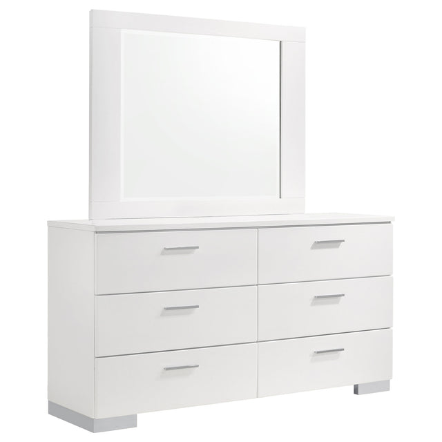 Dresser With Mirror - Felicity 6-drawer Dresser with Mirror Glossy White