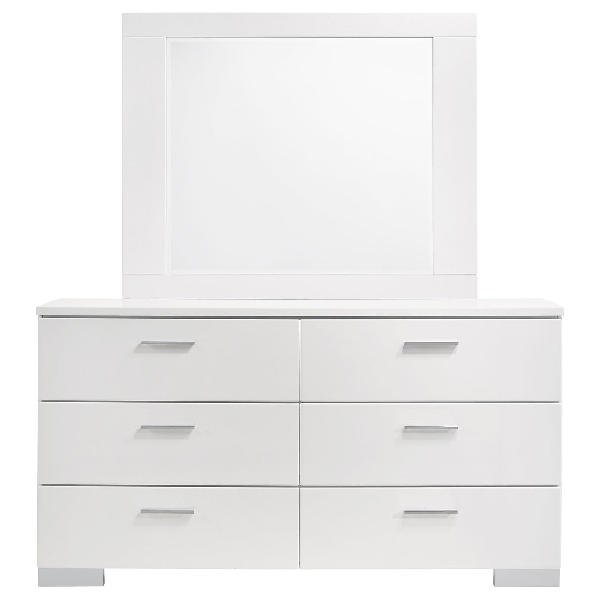 Dresser With Mirror - Felicity 6-drawer Dresser with Mirror Glossy White