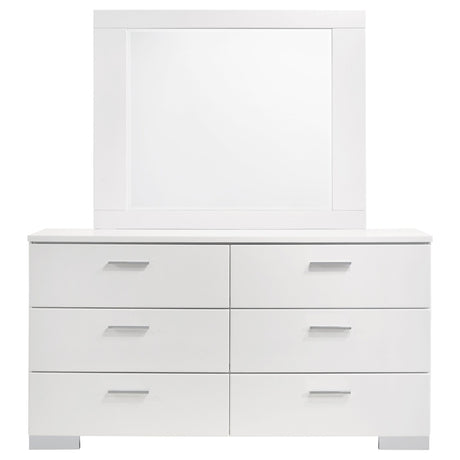 Dresser With Mirror - Felicity 6-drawer Dresser with Mirror Glossy White