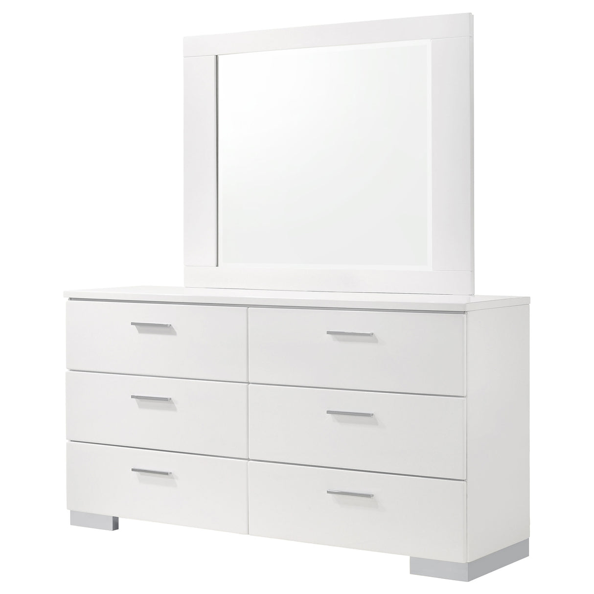 Dresser With Mirror - Felicity 6-drawer Dresser with Mirror Glossy White