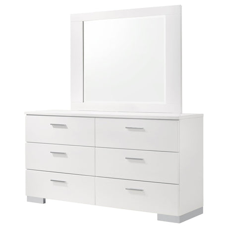 Dresser With Mirror - Felicity 6-drawer Dresser with Mirror Glossy White