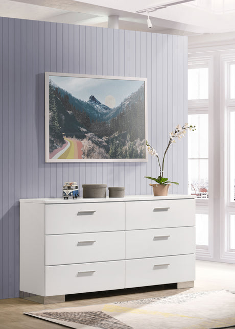 Dresser - Felicity 6-drawer Dresser Glossy White