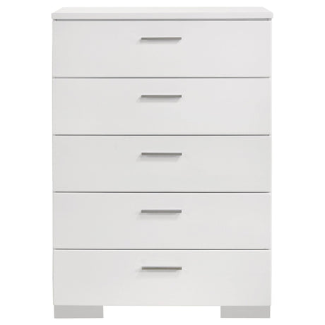 Chest - Felicity 5-drawer Chest Glossy White