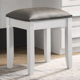 Vanity Stool - Felicity Upholstered Vanity Stool Metallic and Glossy White