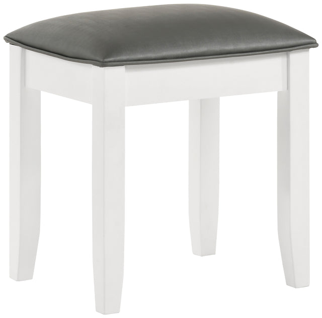 Vanity Stool - Felicity Upholstered Vanity Stool Metallic and Glossy White