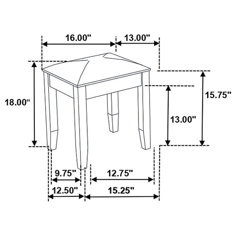 Vanity Stool - Felicity Upholstered Vanity Stool Metallic and Glossy White