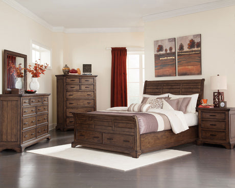 Eastern King Bed 4 Pc Set - Elk Grove 4-piece Eastern King Bedroom Set Vintage Bourbon