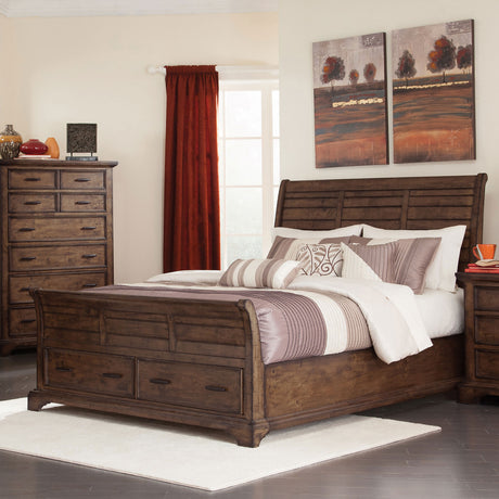 Eastern King Storage Bed - Elk Grove Eastern King Storage Sleigh Bed Vintage Bourbon