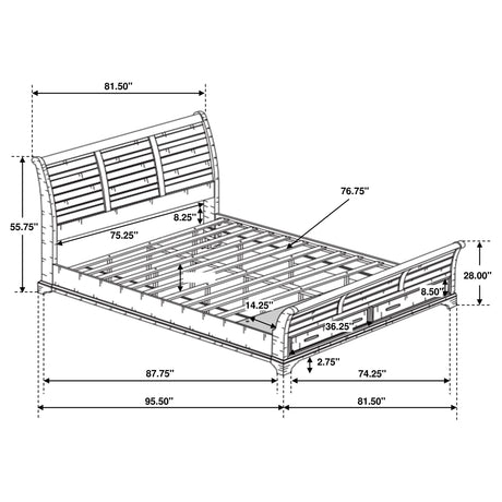 Eastern King Storage Bed - Elk Grove Eastern King Storage Sleigh Bed Vintage Bourbon