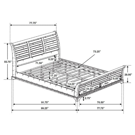 California King Storage Bed - Elk Grove California King Storage Sleigh Bed Vintage Bourbon