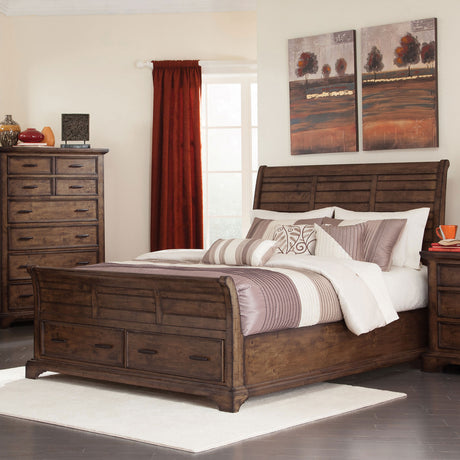 Queen Storage Bed - Elk Grove Wood Queen Storage Sleigh Bed Vintage Bourbon