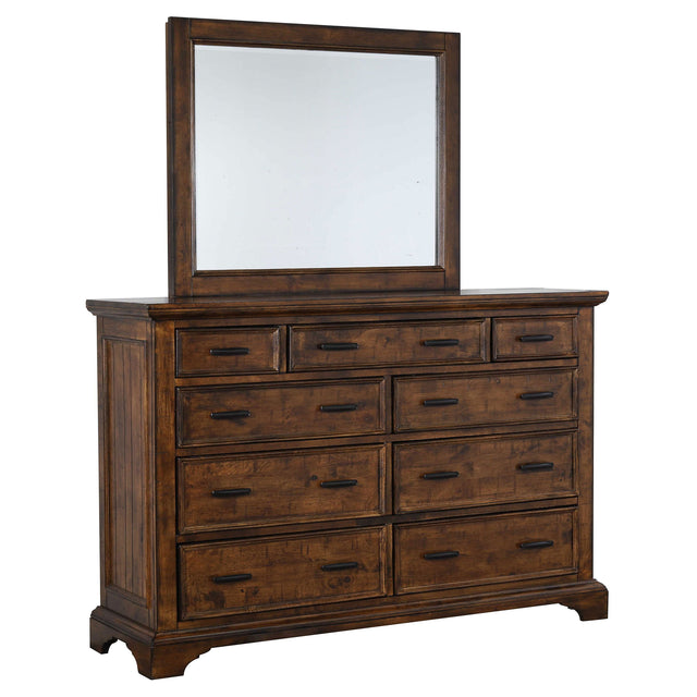 Dresser With Mirror - Elk Grove 9-drawer Dresser with Mirror with Jewelry Tray Vintage Bourbon