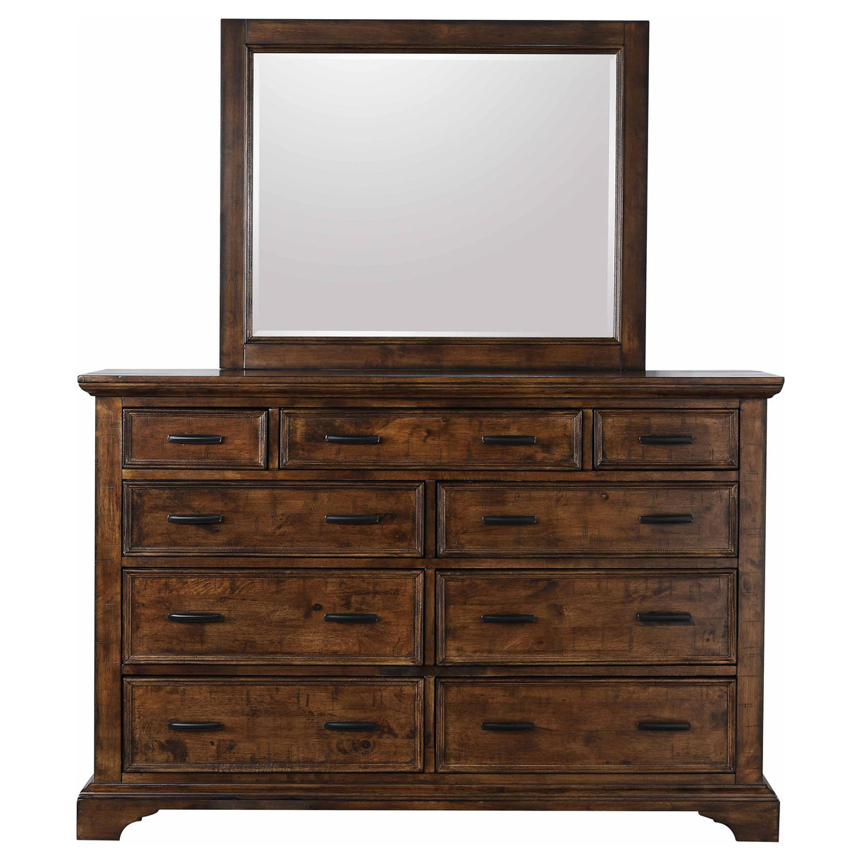 Dresser With Mirror - Elk Grove 9-drawer Dresser with Mirror with Jewelry Tray Vintage Bourbon