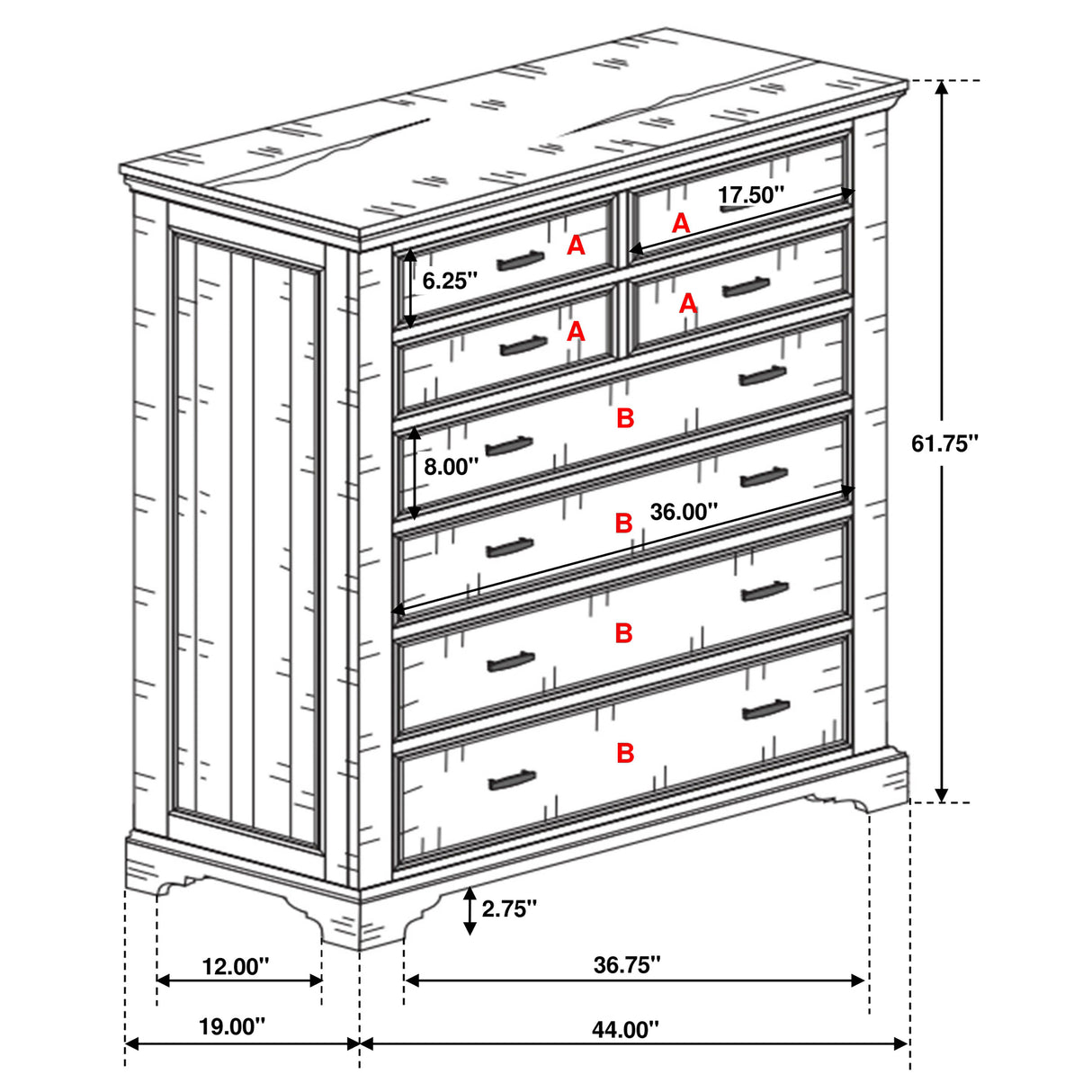 Chest - Elk Grove 7-drawer Chest Vintage Bourbon