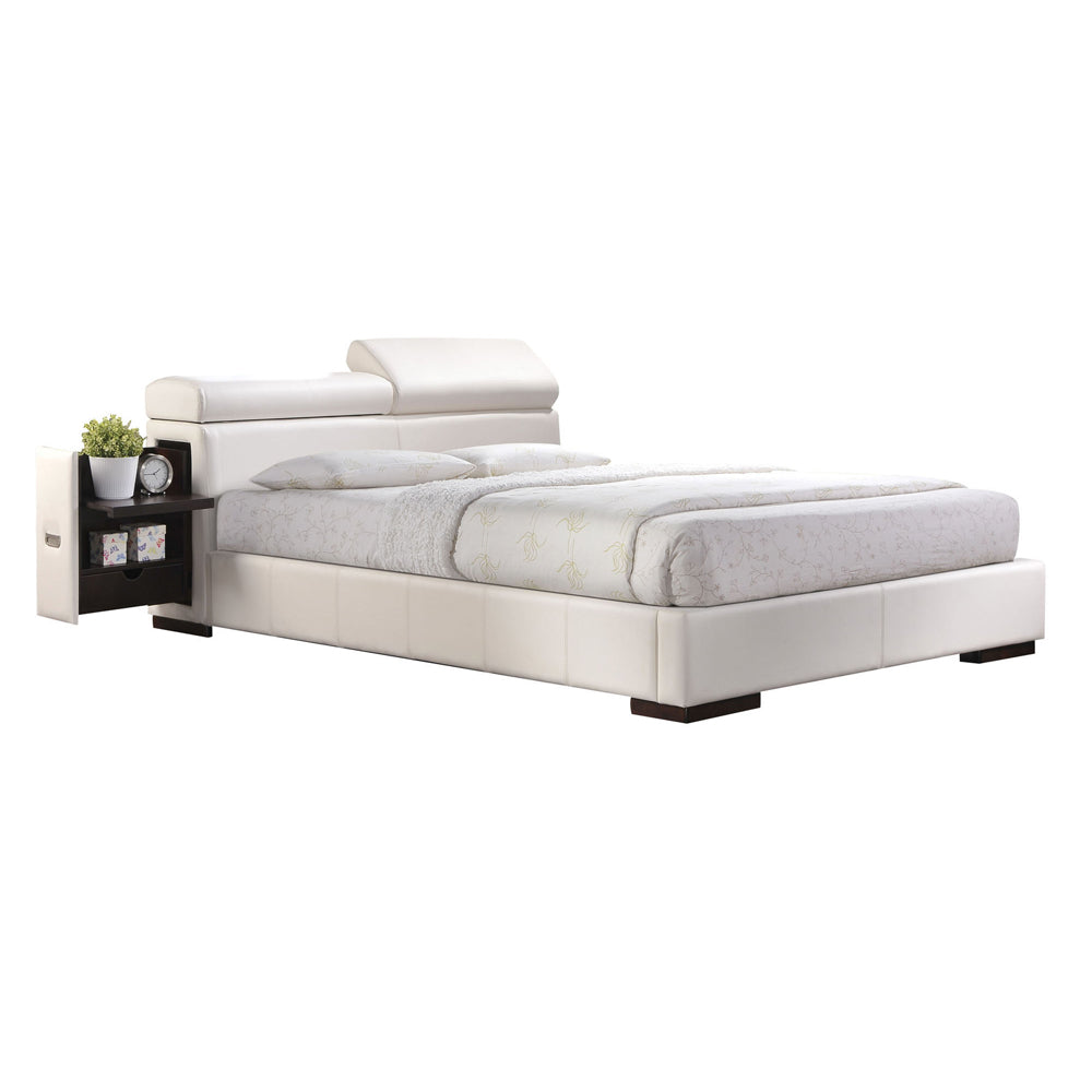 Acme - Manjot EK Bed 20417EK White Synthetic Leather