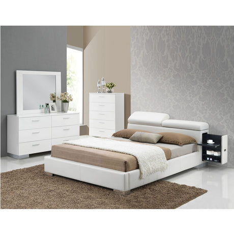 Acme - Manjot EK Bed 20417EK White Synthetic Leather