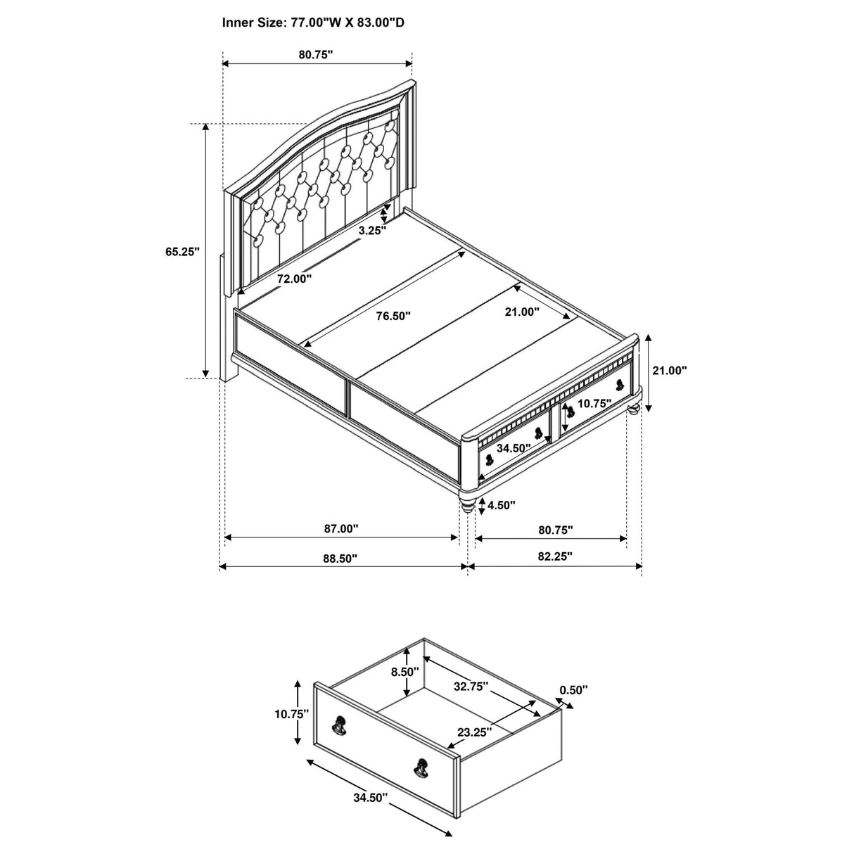 Bling Game 4 - piece Eastern King Bedroom Set Platinum | Coaster | Home Elegance USA