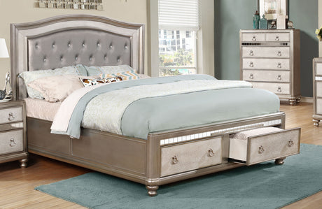 Eastern King Storage Bed - Bling Game Eastern King Storage Panel Bed Metallic Platinum