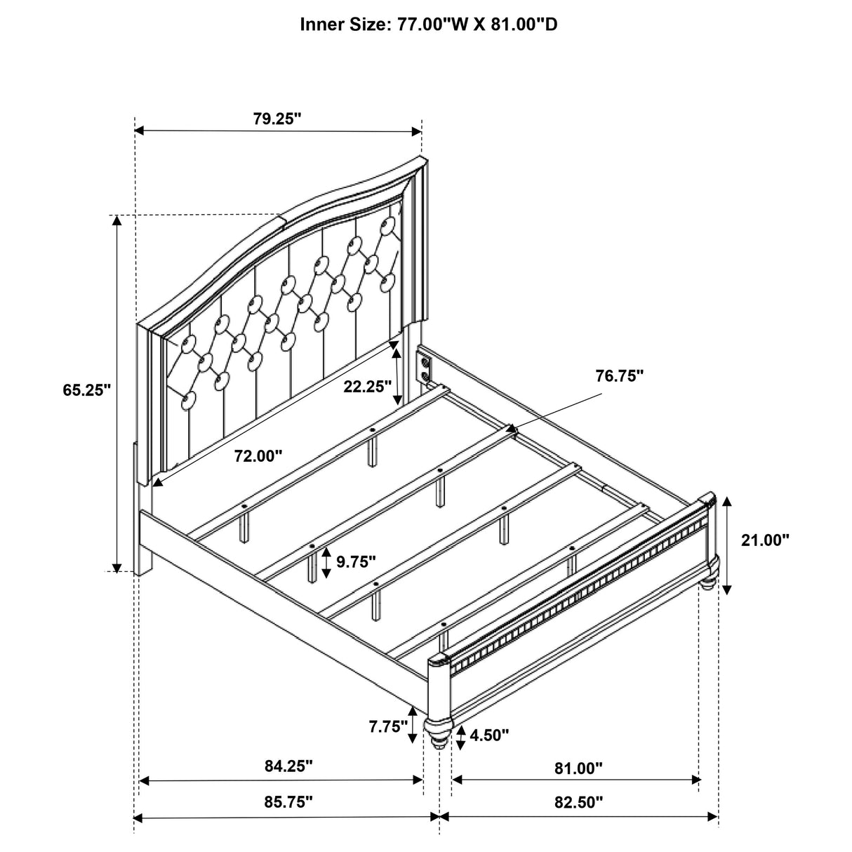 Eastern King Bed - Bling Game Wood Eastern King Panel Bed Metallic Platinum