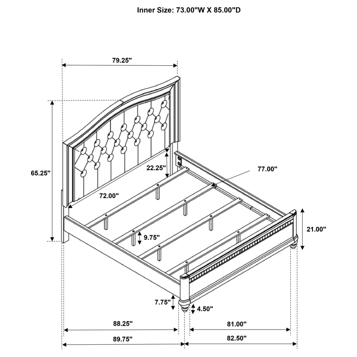 Bling Game Wood California King Panel Bed Metallic Platinum | Coaster - 204181KW - Home Elegance USA - 3