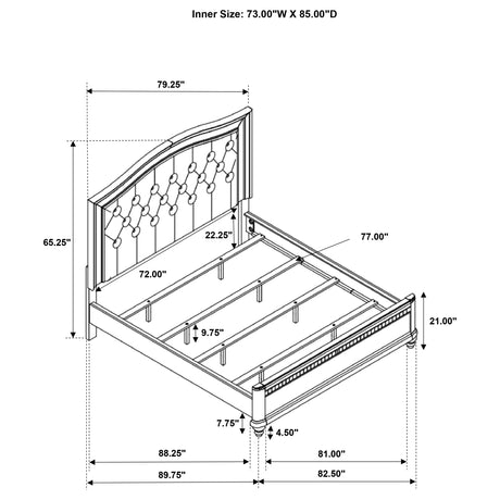 California King Bed - Bling Game Wood California King Panel Bed Metallic Platinum