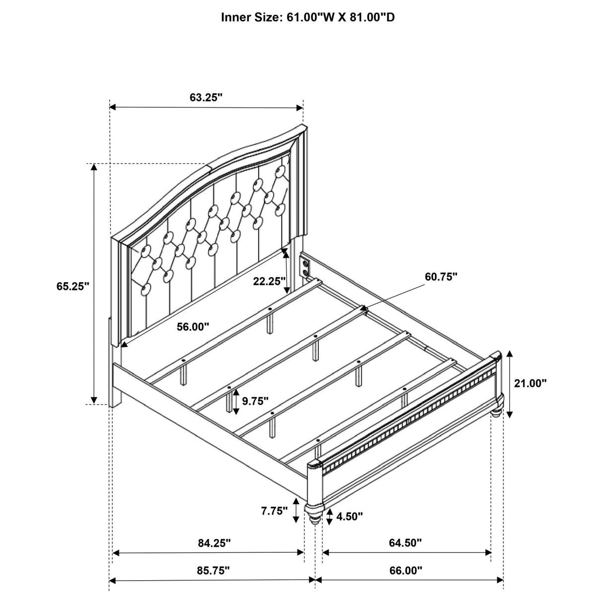 Bling Game Wood Queen Panel Bed Metallic Platinum | Coaster | Home Elegance USA