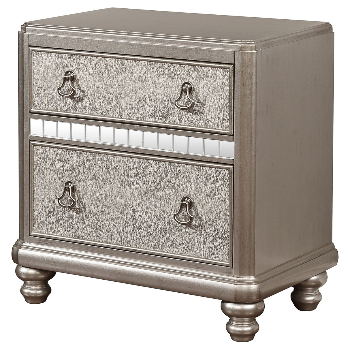 Bling Game 2 - drawer Nightstand Metallic Platinum | Coaster | Home Elegance USA