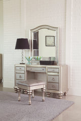 Vanity Stool - Bling Game Upholstered Vanity Stool Metallic Platinum