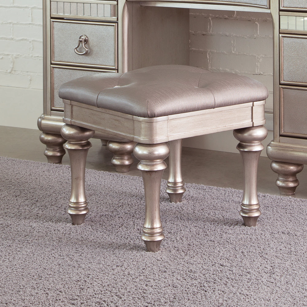 Vanity Stool - Bling Game Upholstered Vanity Stool Metallic Platinum