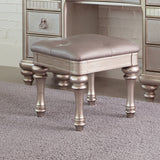 Vanity Stool - Bling Game Upholstered Vanity Stool Metallic Platinum