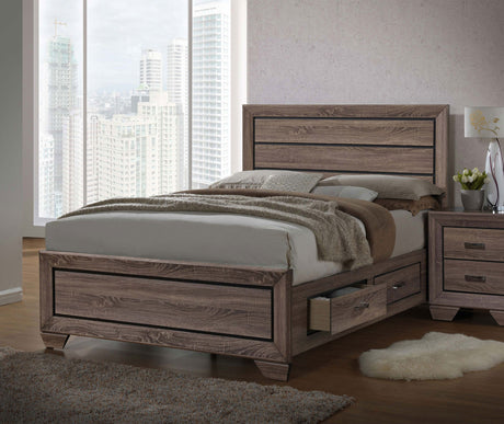 Eastern King Storage Bed - Kauffman Wood Eastern King Storage Panel Bed Washed Taupe