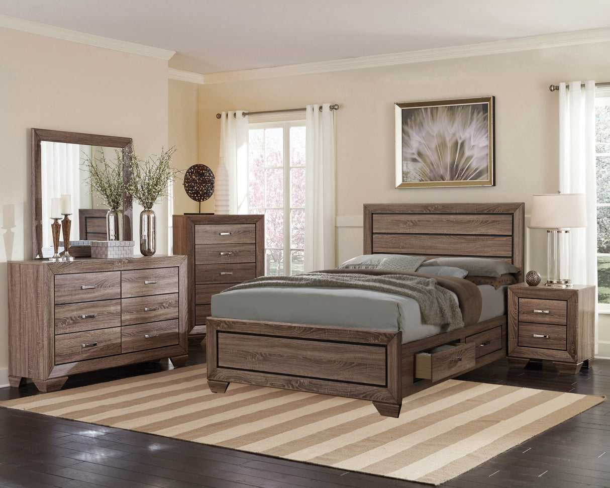 Eastern King Storage Bed - Kauffman Wood Eastern King Storage Panel Bed Washed Taupe