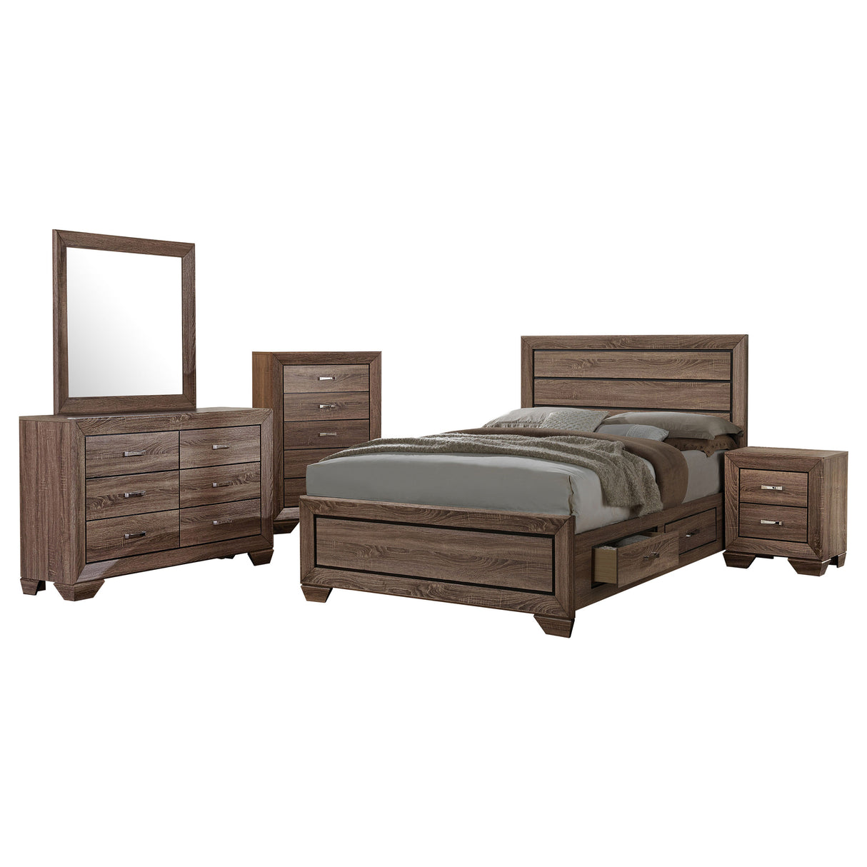 Queen Bed 5 Pc Set - Kauffman 5-piece Queen Bedroom Set Washed Taupe